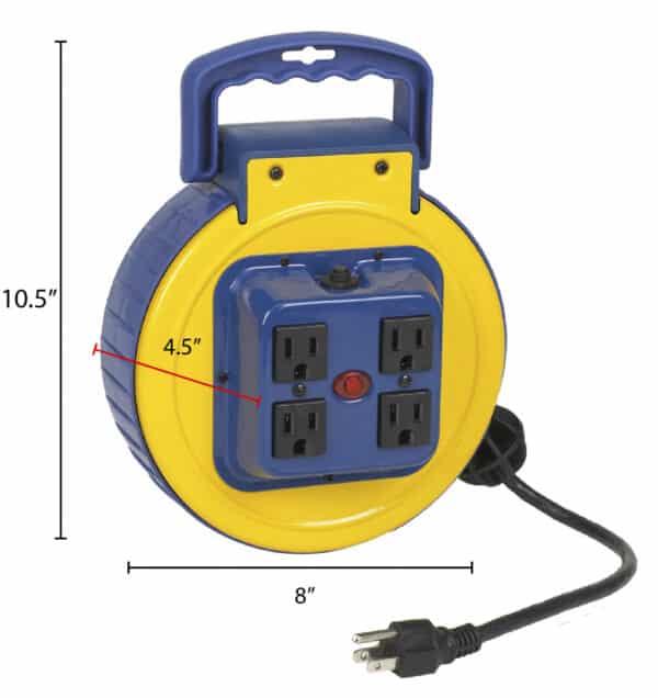 25' Extension Cord Reel with Outlets