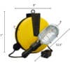 Professional Grade Retractable Cord Reel with Incandescent Work Light