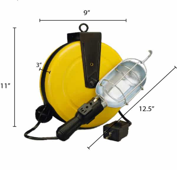 Professional Grade Retractable Cord Reel with Incandescent Work Light