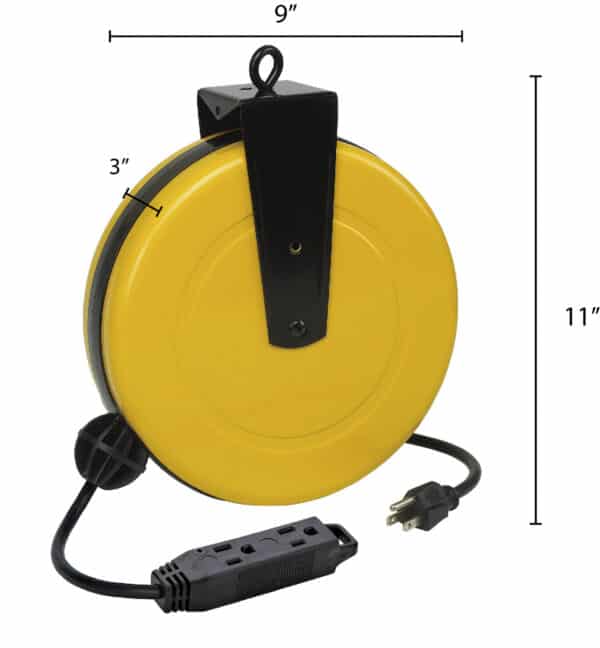 30' Retractable Cord Reel with Tri Tap Outlets