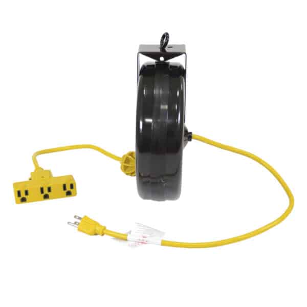 30' Retractable Cord Reel with circuit breaker and tri tap outlets
