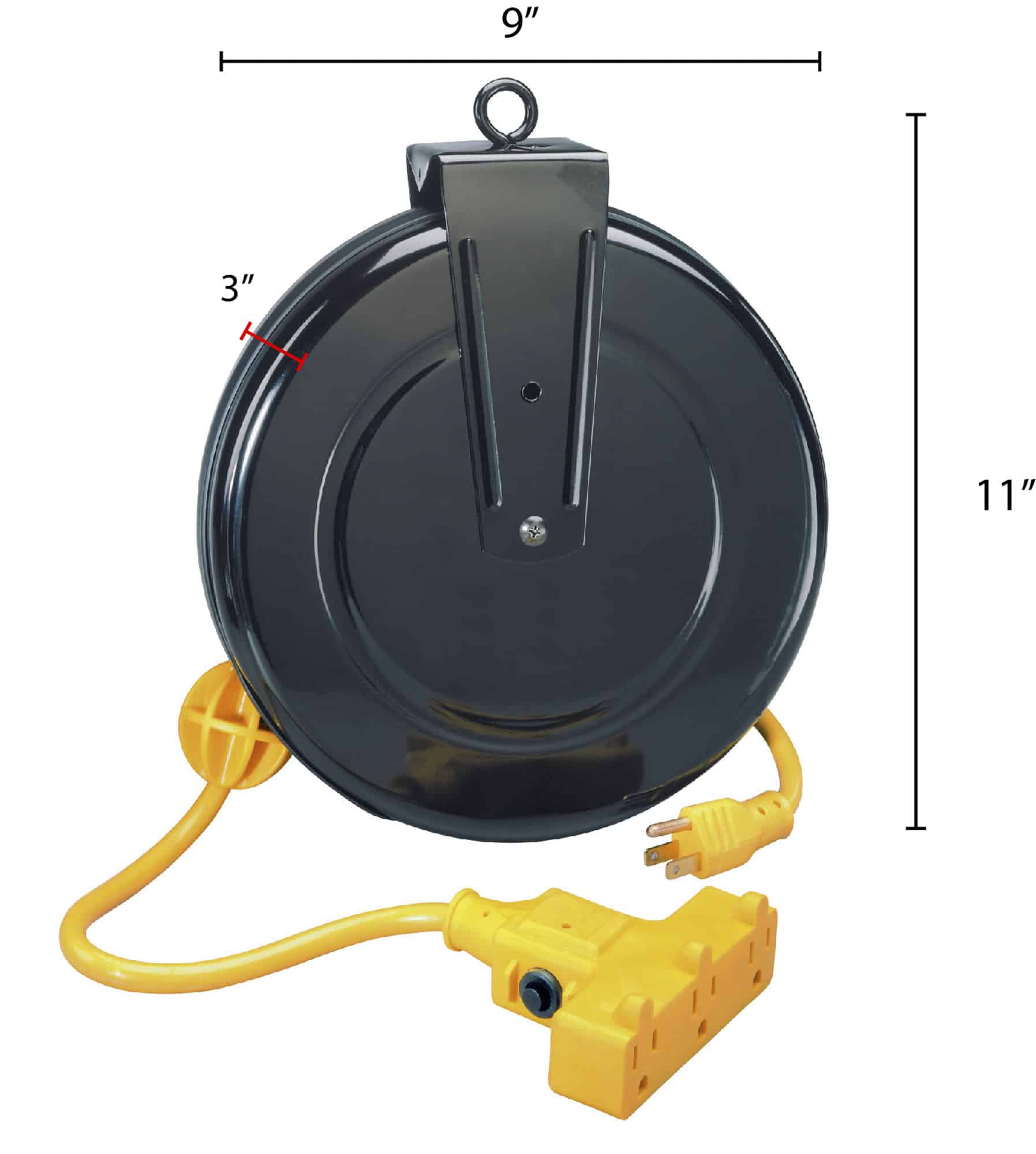 CORD REEL 12/3 X 30' 20AMP QUAD OUTLET W CORD