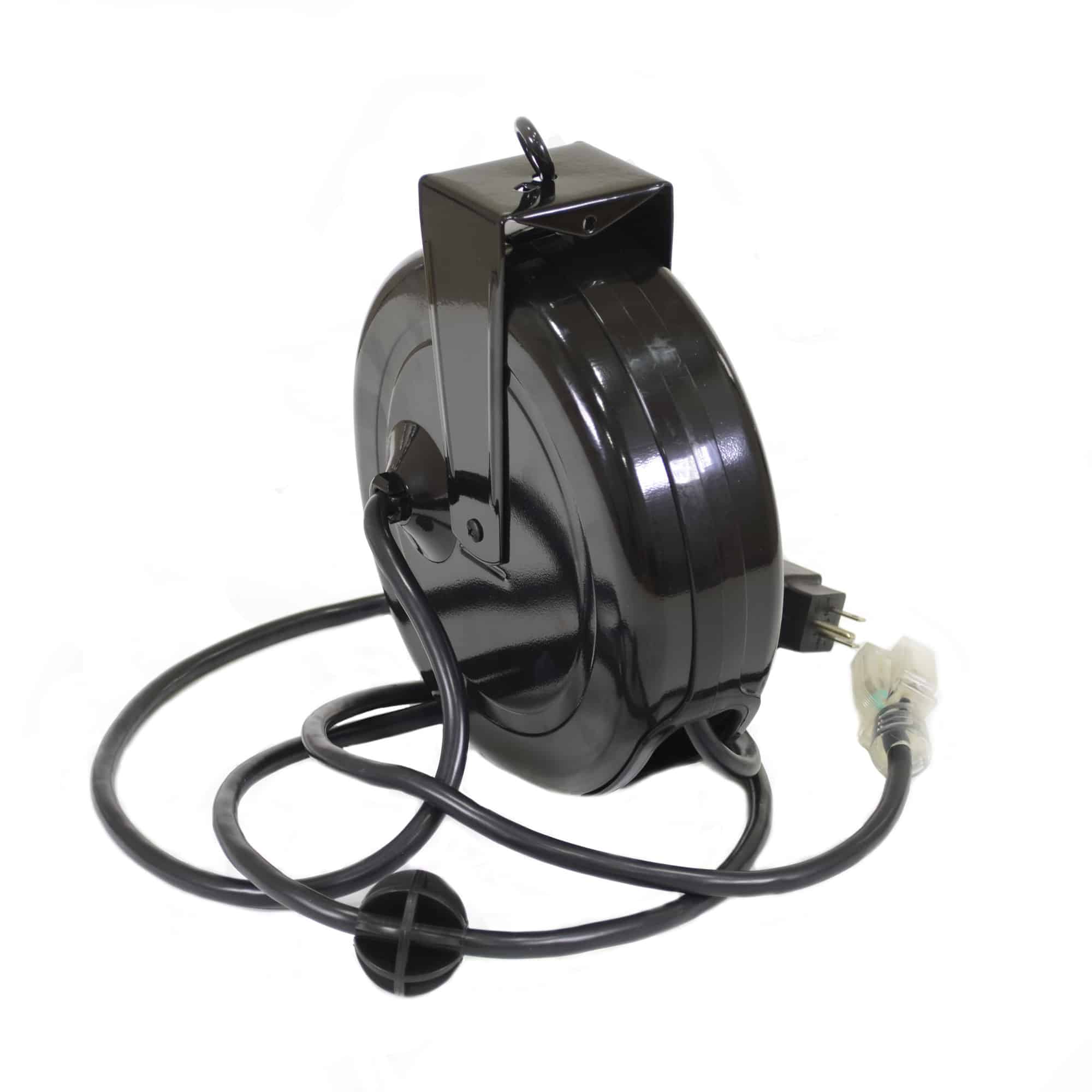RETRACTABLE CORD REEL, CETL, 125 V/20 A, 1-OUTLET, BLACK, 45 FT L,  THERMOPLASTIC