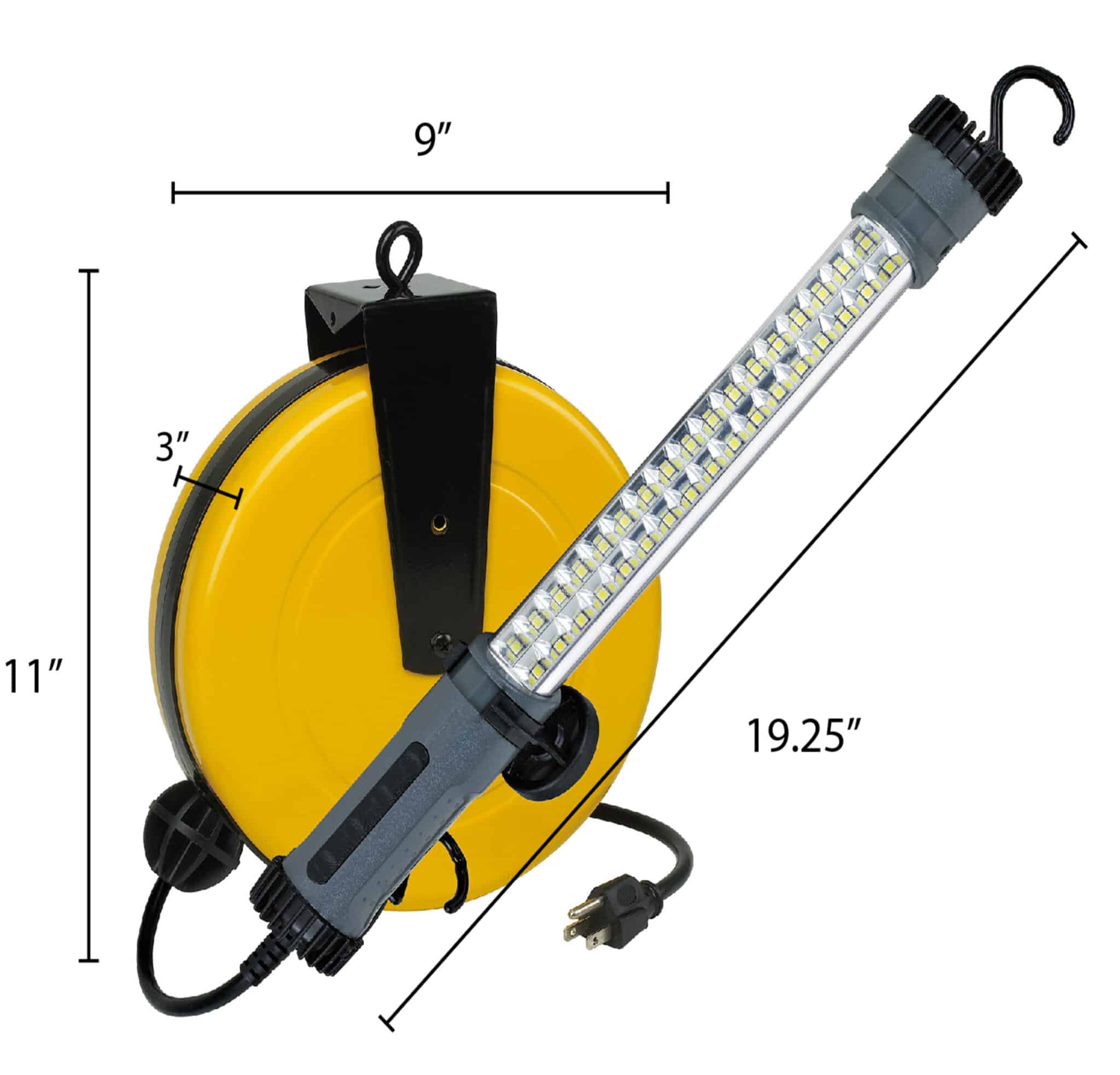 Professional Grade Retractable Cord Reel with LED Work Light, 50' 18/2 SJT,  1000 Lumen; ProReel 