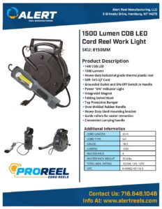 Alert ProReel 8150MM Retractable Cord Reel w/LED Work Light