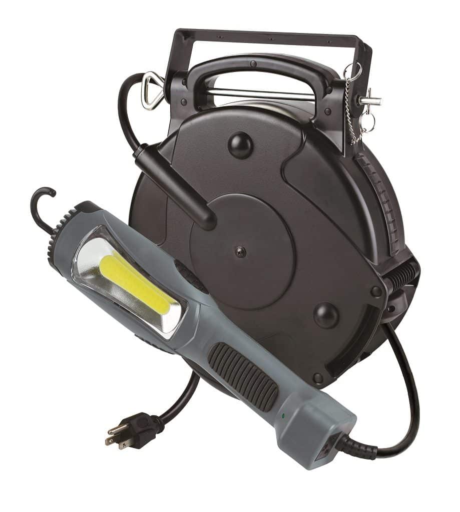 LED task light with lengthy cord reel