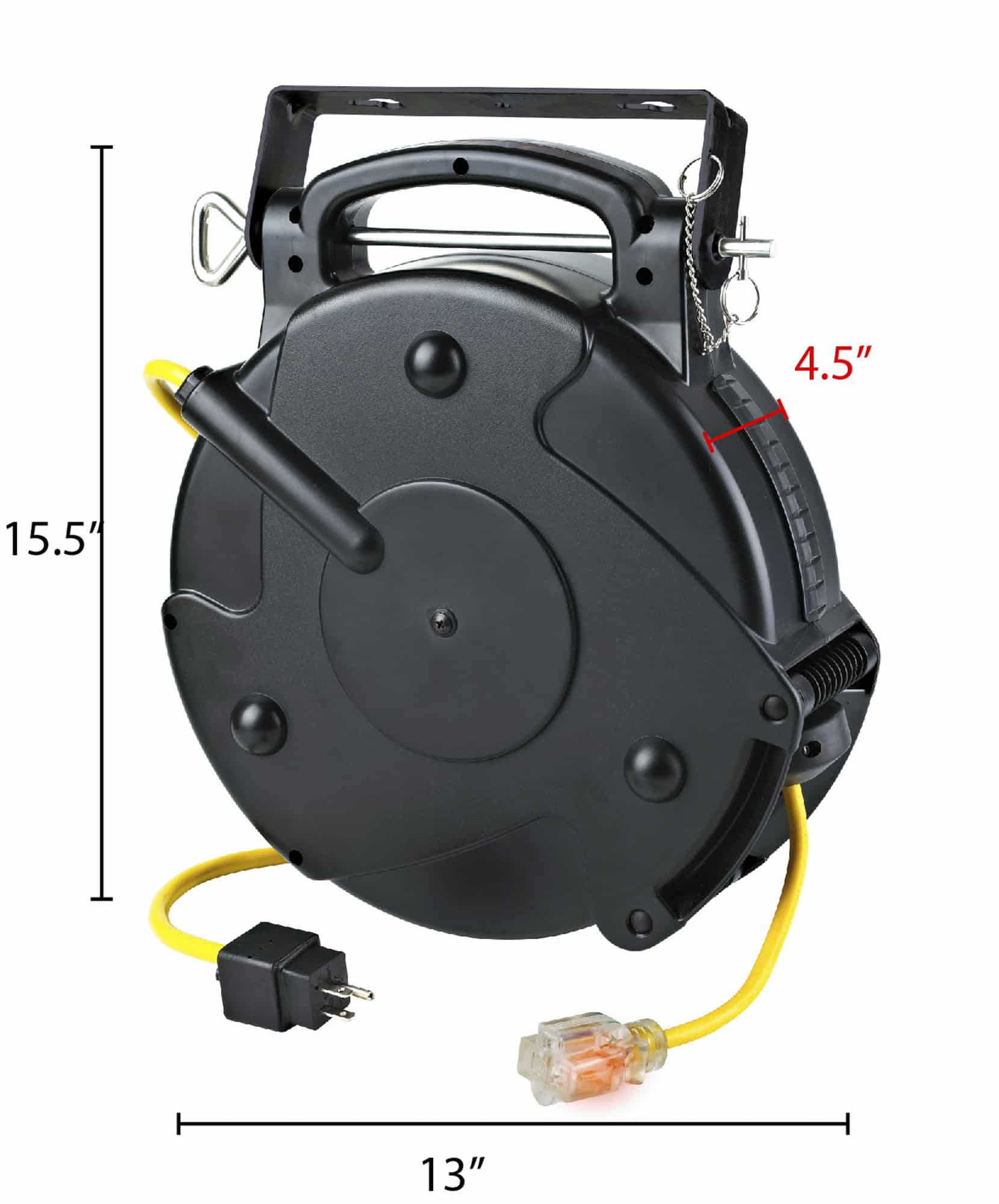 65' Retractable Cord Reel w/Outlet and Circuit Breaker - 8665TFS