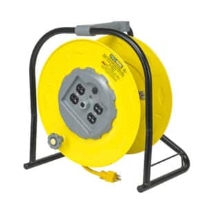 9100HD heavy duty professional multi-outlet cord storage reel with circuit breaker